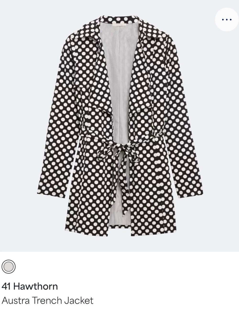 41 Hawthorn Black and White Polka Dot Trench Coat